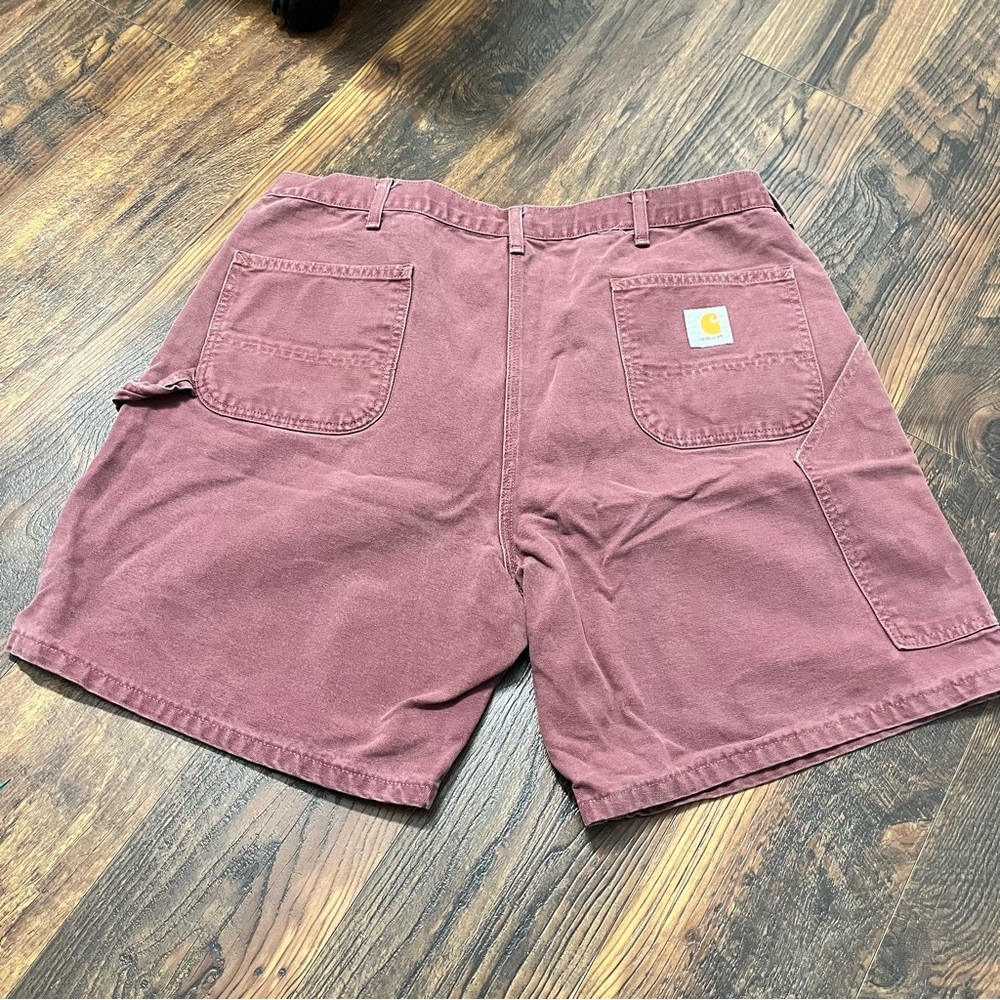 Vintage carhartt BRG burgundy red work wear carpenter shorts Made In The USA